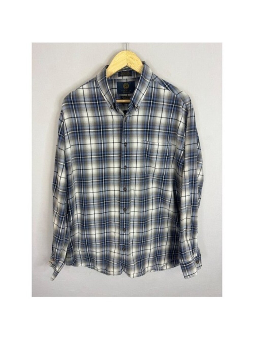Viyella Canada Mens Blue Plaid Cotton Wool Blend 20/80 Button Down Shirt 2XL